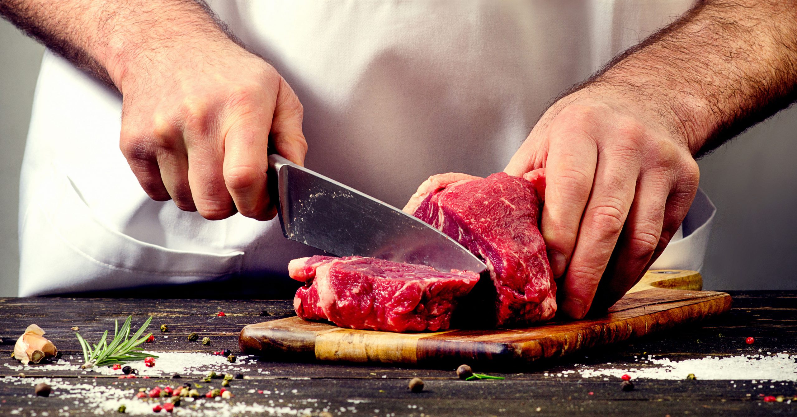 Butcher Cutting Natural Beef Steaks