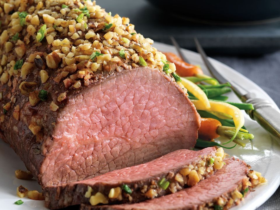 Walnut-Crusted Roast with Blue Cheese Mashed Potatoes